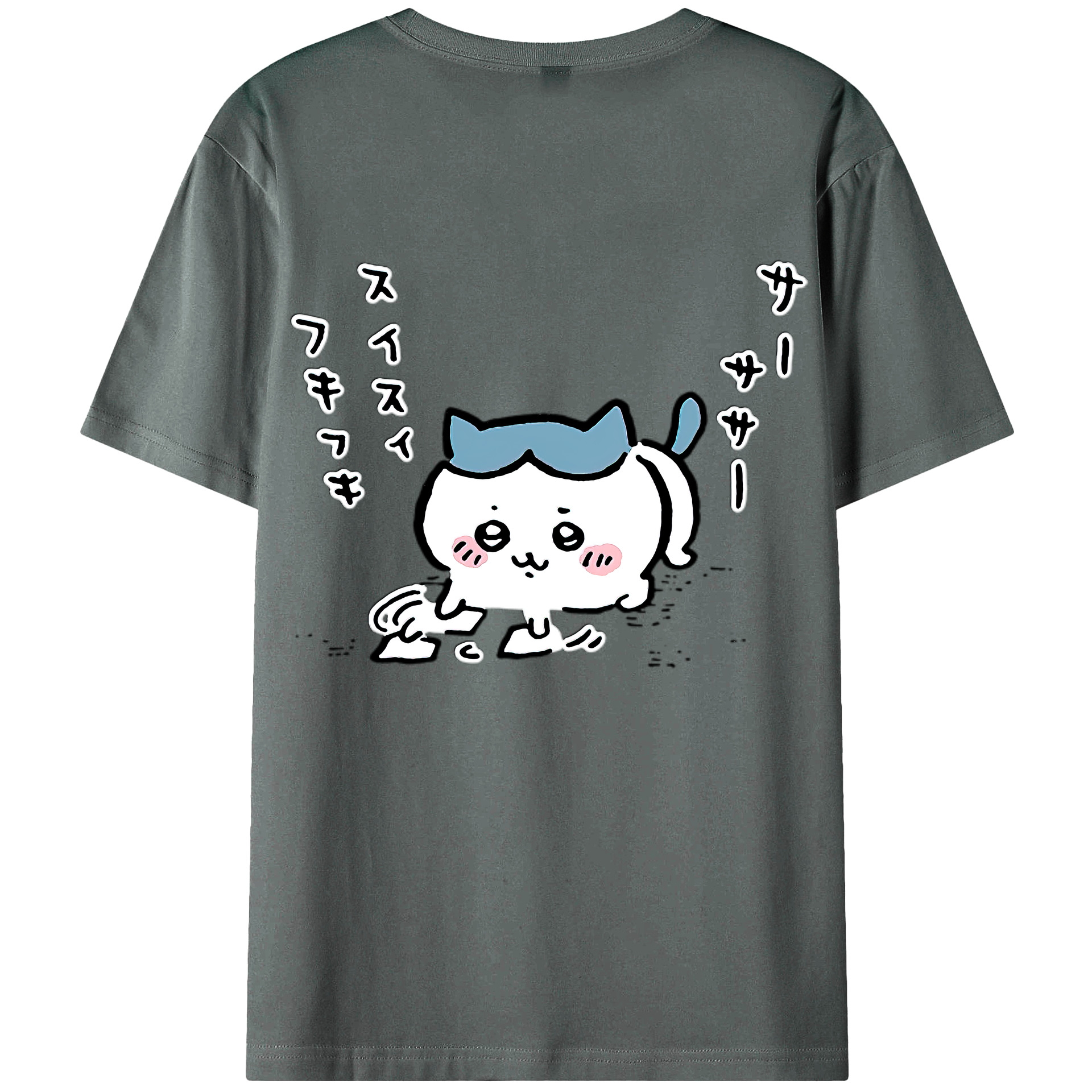 （画像用） ちいかわ ハチワレ Chii-kawa hachiware 綿100％ メンズ半袖Tシャツ（バックプリント） 通気性